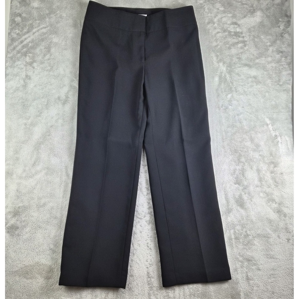 Jones Studio Pants Women 12 Black Wide Straight Leg Dressy Trouser Formal